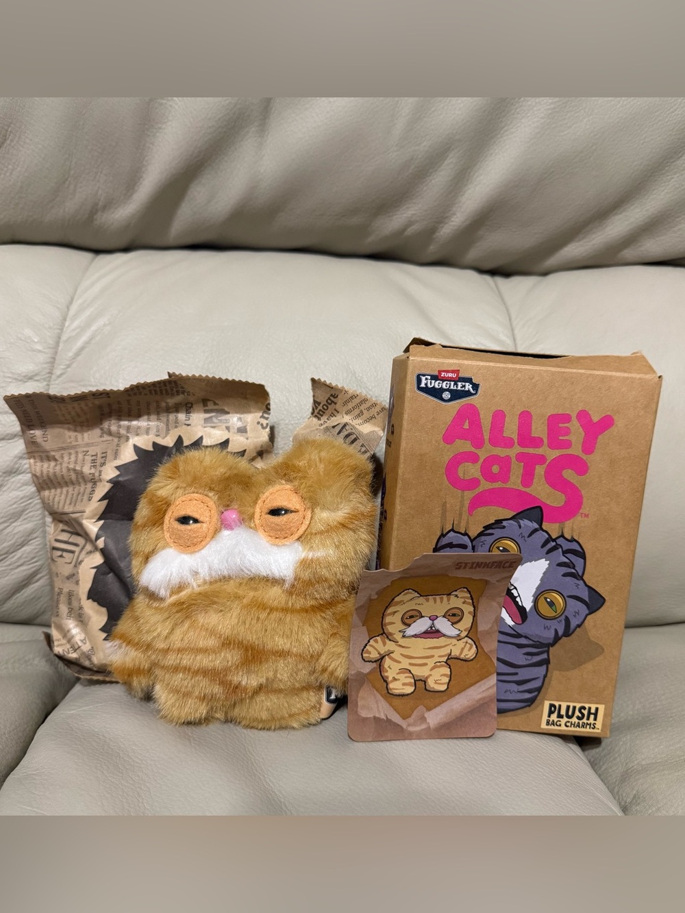 Fuggler Alley Cats Plush Bag Charm Blind Box Stinkface Orange Mustache Cat NEW